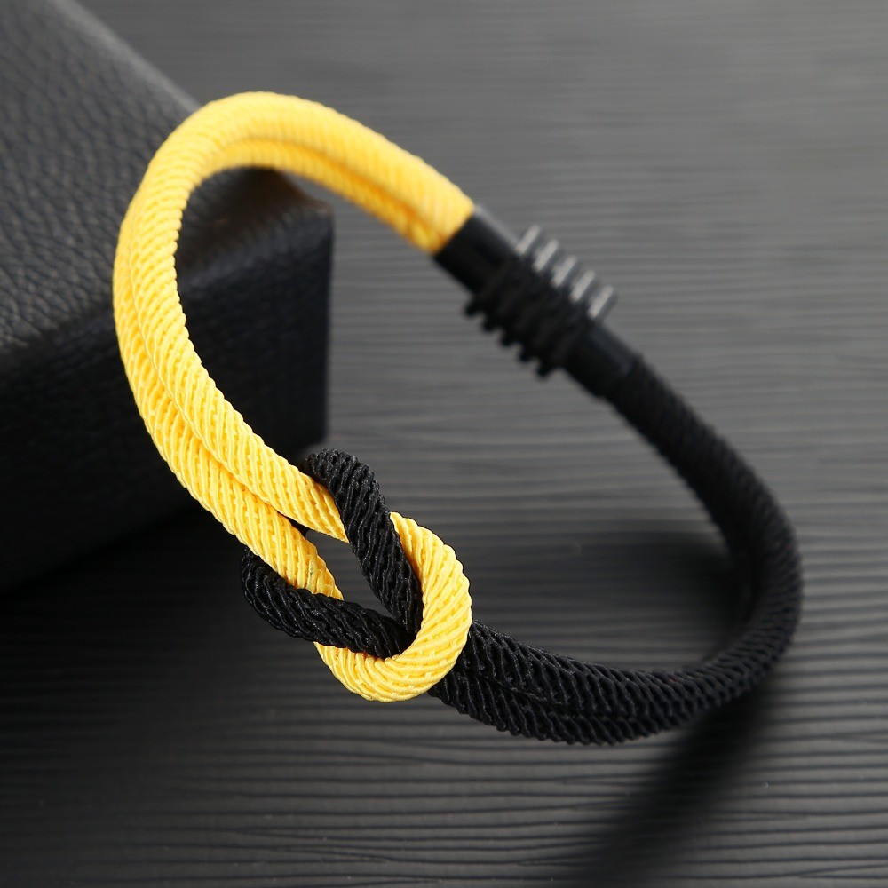 Yellow Black Square Knot Bracelet Men Women Fashion Magnet Bangle Outdoor Hot