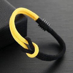 Yellow Black Square Knot Bracelet Men Women Fashion Magnet Bangle Outdoor Hot