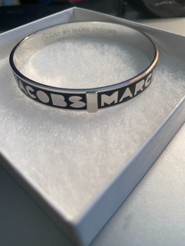 MARC By MARC JACOBS Logo BANGLE Silver + Black BRACELET Brand New ~ FREE SHIP! gallery