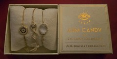 Arm Candy By Eye Candy Brass 18K Gold Plated CZ Three Bracelets New! Free Ship!