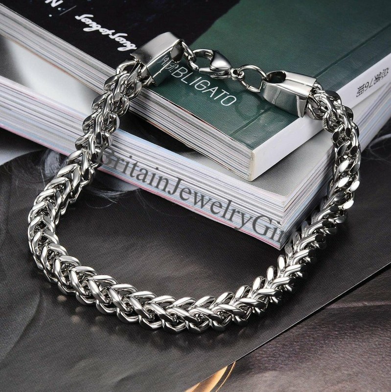 8.66" Stainless Steel Wheat Link Chain Bracelet Cuff Bangle for Men Boys*6MM gallery