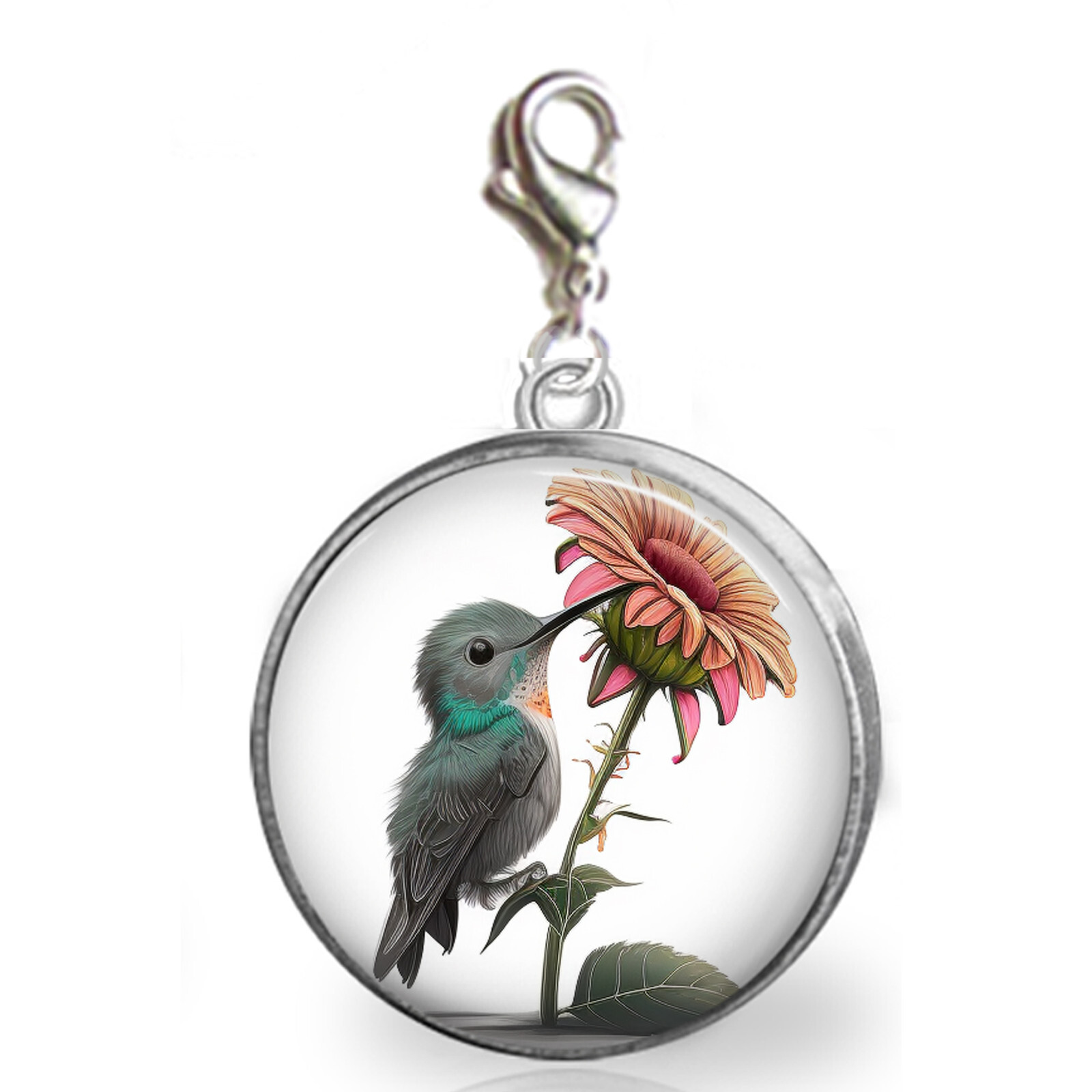 Baby Hummingbird Drawing Charm Bracelet Zipper Pull Purse Bird Lovers Jewelry gallery