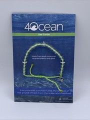 4Ocean SEA TURTLE Adjustable Bead Bracelet Clear/Light Green NEW