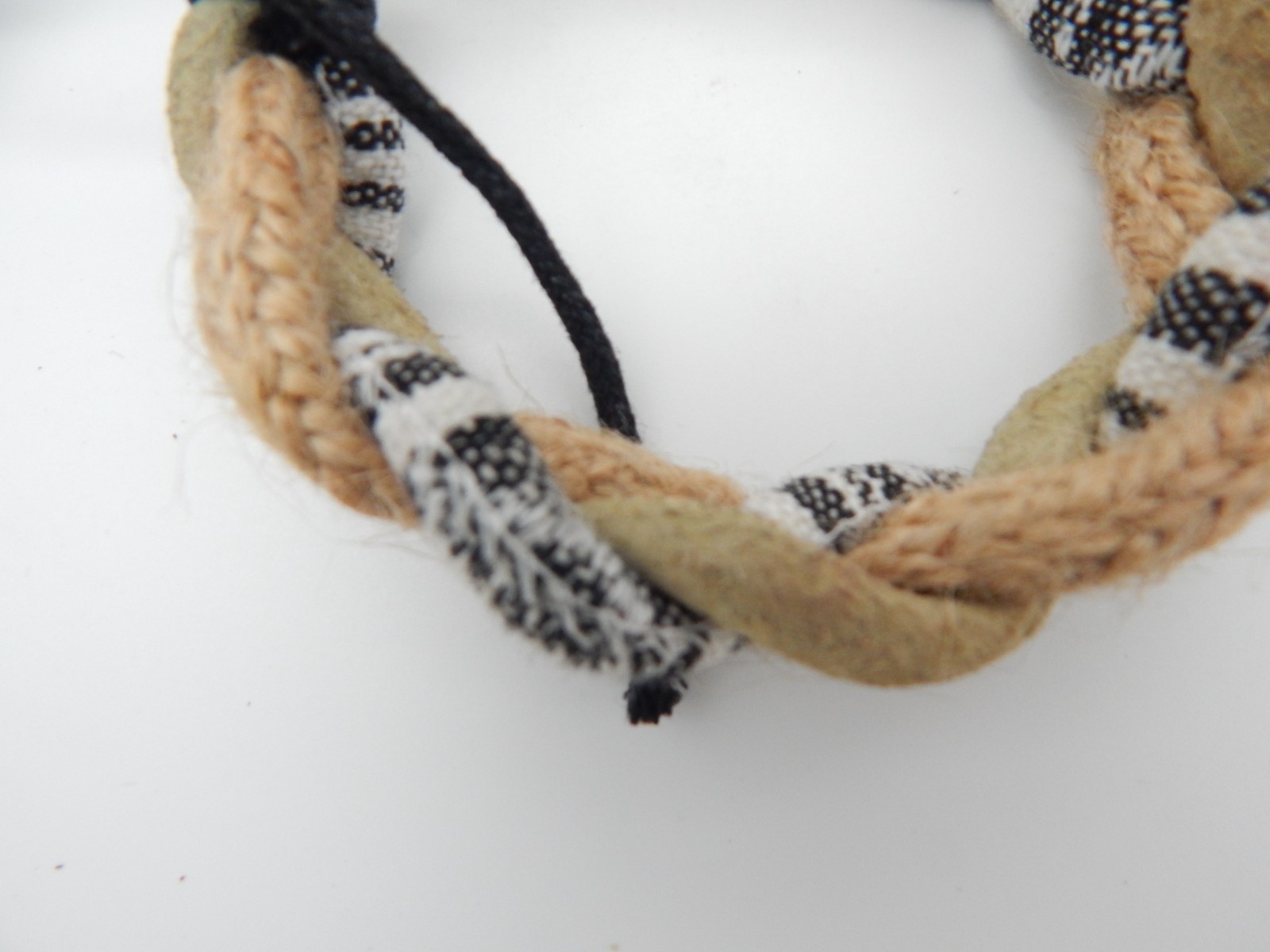 Vintage Handmade Artisan Natural Jute Cotton Adjustable Bracelet Cleaned gallery