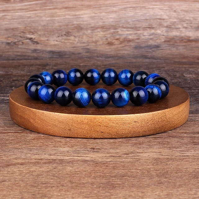 BESTSELLER 8MM Blue Tiger Eye Bracelet Energy Crystal Stone Healing Reiki Gifts gallery