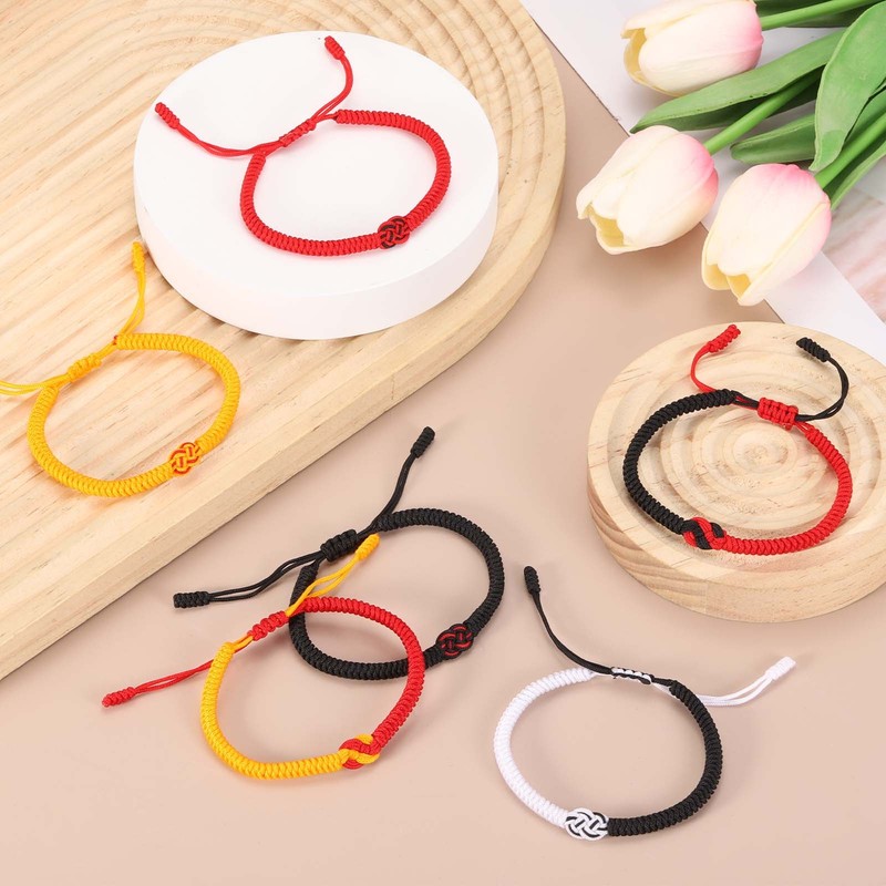 Matching Bracelets, 2pcs Red Black/Black White Knots, Black Red/Black White gallery