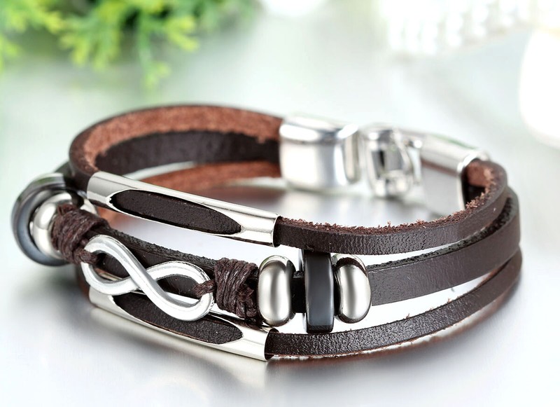 Love Infinity Symbol Charm Men's Women's Leather Bracelet Cuff Bangle Wristband gallery