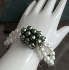 Green Cluster Sculptural Statement Bracelet Art Jewelry