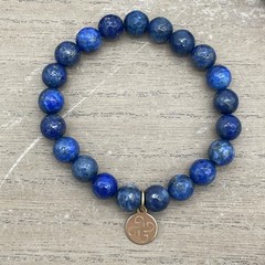 Unbranded Faux Lapis Lazuli Beaded Charm Bracelet With Celtic Knot Design