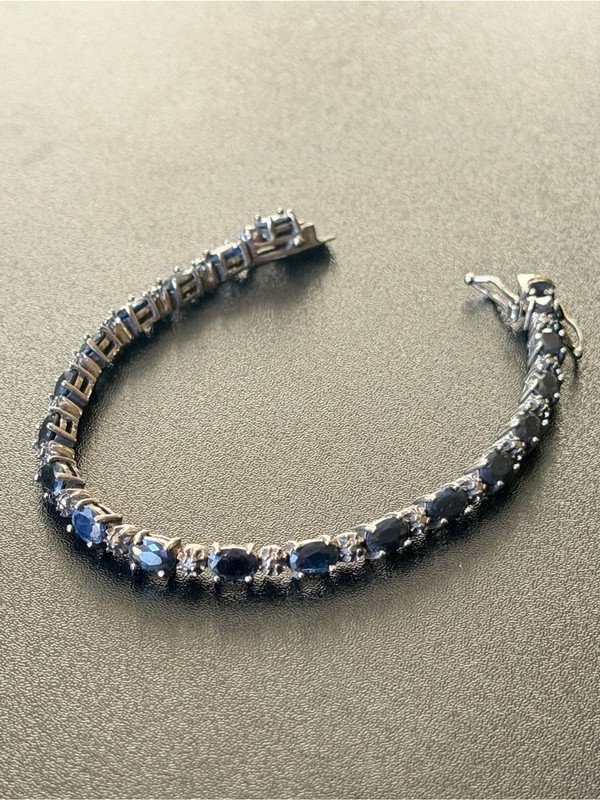 Designer DBJ Dee Berkley Genuine Sapphire Tennis Sterling Bracelet | 7.5 gallery