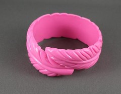 Pink leaf bangle bracelet plastic feather bangle 8.25″ size circumference