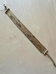 Gold Tone Multi Chain Bracelet Layered Textured Statement Boho Chic Elegant Mod
