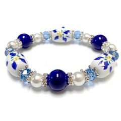 Flower Beaded Bracelet Columbine Bracelet Colorado Flower Gift for Woman BLUE