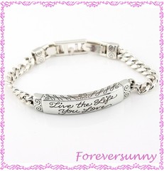Brighton Live the Life You Love Bar ID Silver Script Bracelet
