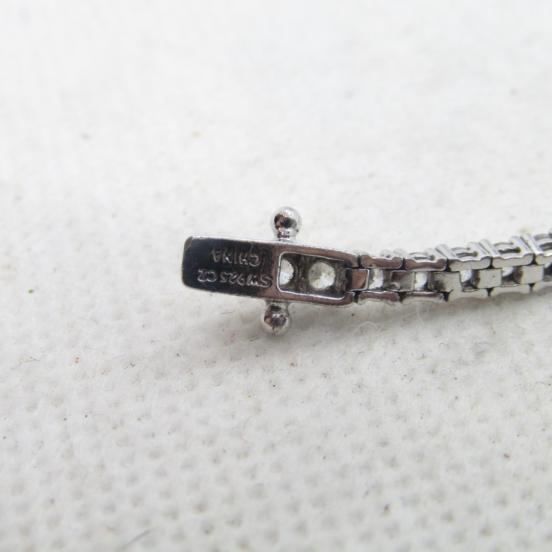 SW China Sterling Silver 925 Cubic Zirconia Linked Bracelet 7.5" K5425 gallery