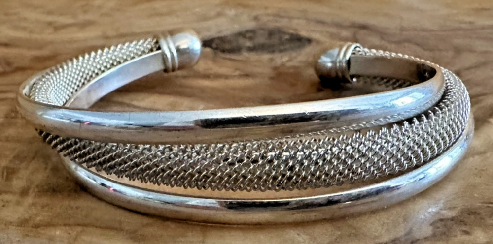 Silver Tone Triple Bangle Open Cuff Bracelet – Minimalist Fashion Jewelry