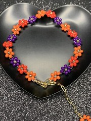 Daisy Flower Beaded Chain Bracelet Glass Seed Beads Trendy Bracelet Fall Pumpkin