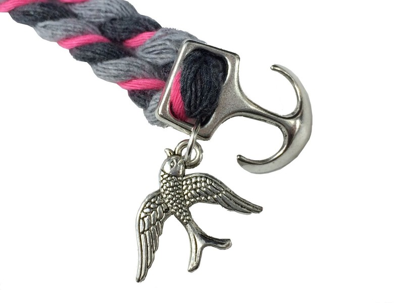 Schwalbe Cord Bracelet Miniblings Band Mauersegler Cord Arm Band Bird Pink Gra gallery