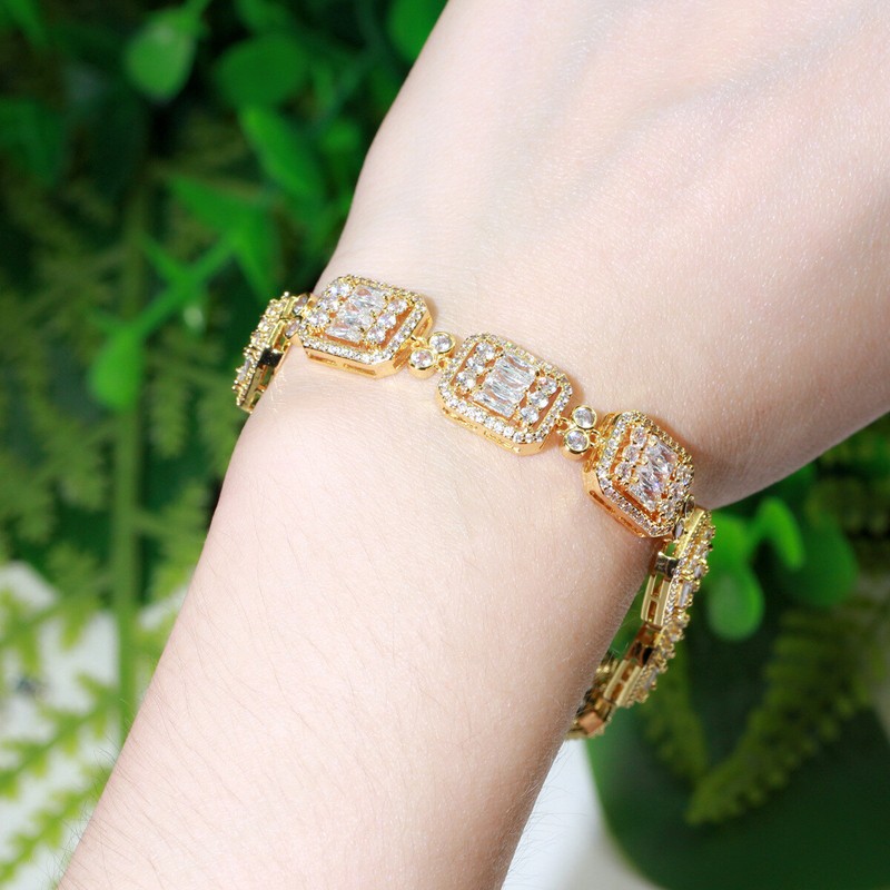 Top White Baguette Cubic Zirconia CZ Square Tennis Bracelet for Women Engagement gallery