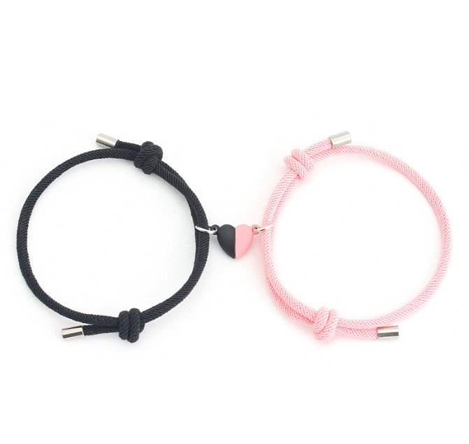 2Pcs Heart Couple Bracelet Set Magnetic Love Matching Magnet Relationship Rope gallery