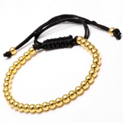Hot Charms Punk Unisex Women Mens Leather Macrame Bracelet 18K 4MM Beads Jewelry