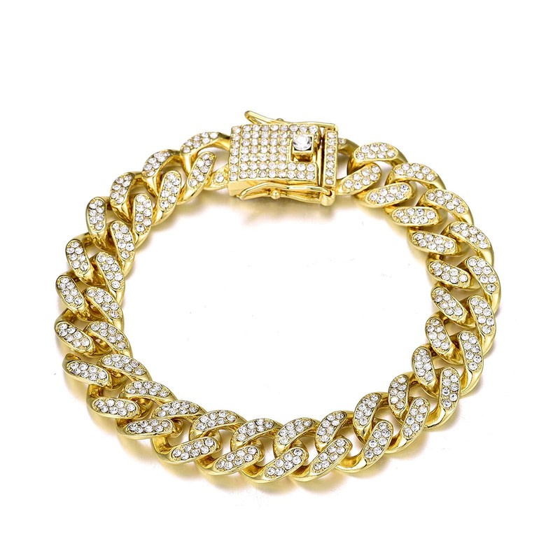 Hip Hop iced Gold Plated Hip Hop Full CZ Prong 12MM Cuban Chain Bracelet for Men gallery