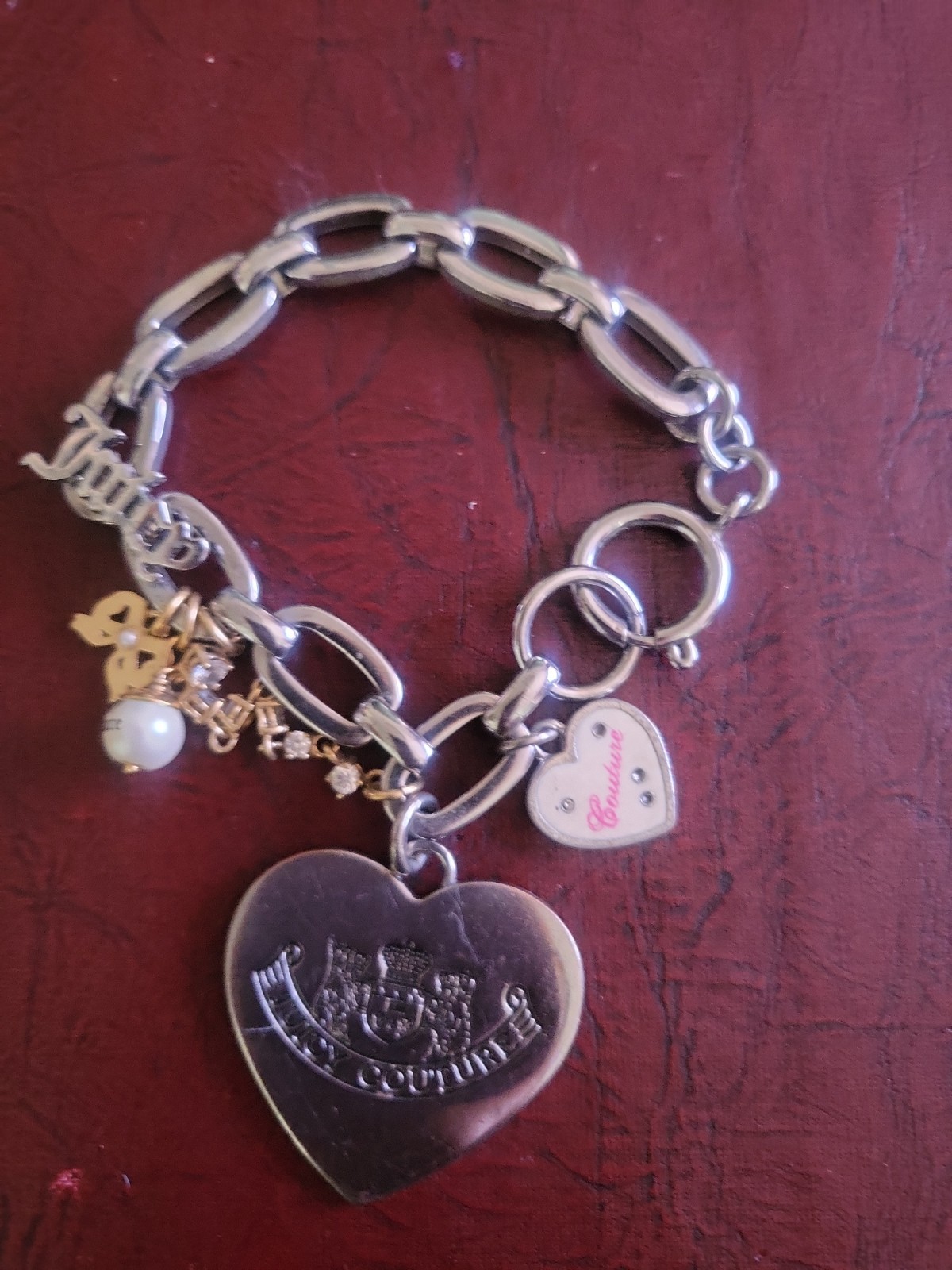 Y2K Juicy Couture Heart Charm Bracelet Silver And Gold Tone Charms gallery