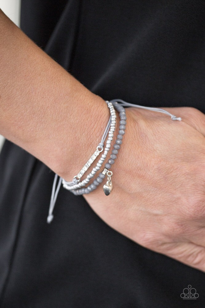 Paparazzi Bracelet- Reckless Romance- Silver Bead- Silver Heart- Urban