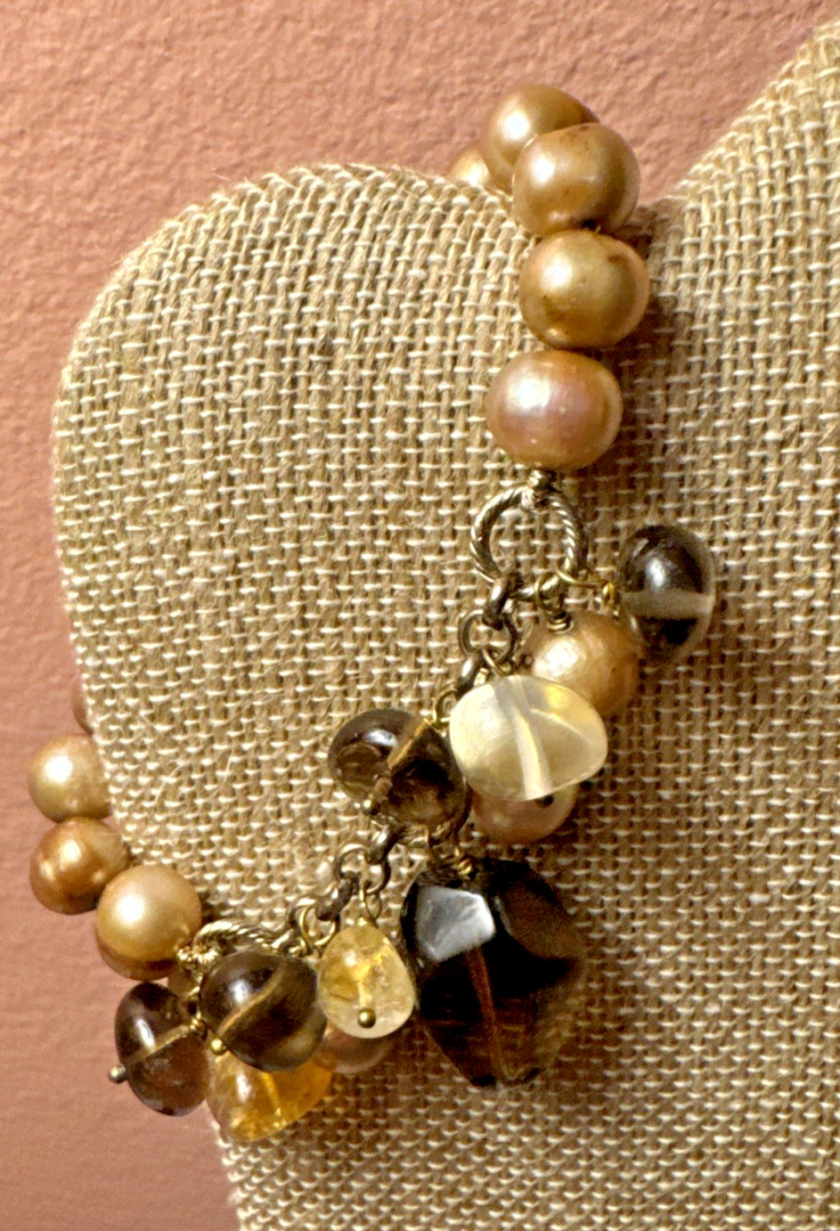 Everly (Target) Gold Tone Multi-color Quartz Beaded Charm Stretch Bracelet gallery