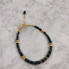 Modern Yellow Gold Plated Smoked Welo Opal Bead Bracelet Adjustable 7-9″