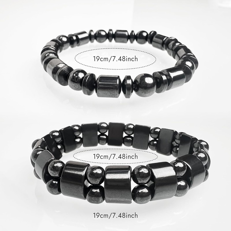 2 Pcs Adjustable Hematite Magnetic Bracelets - Modern Unisex Jewelry Set gallery