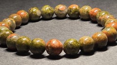 Unakite Jasper Beaded Bracelet Earth Tones Stretch (7.5″)