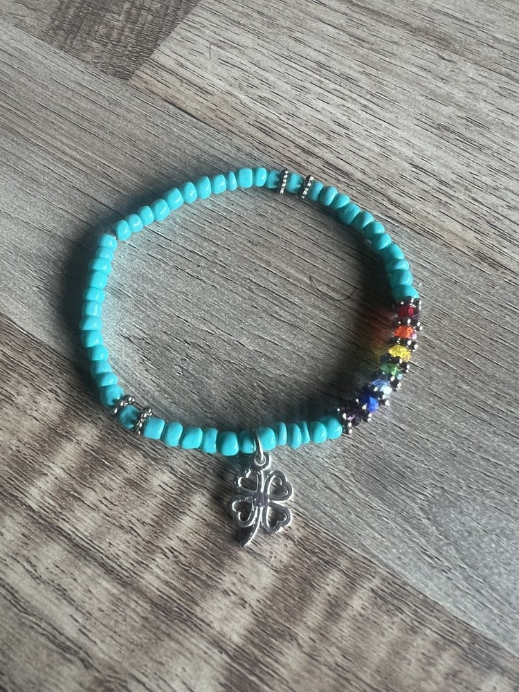 Womens Hand Made Blue Bracelet With Charm