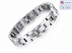 Feraco Magnetic Bracelet for Men Titanium Stainless Steel Therapy Silver w Tool