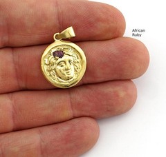 Handmade Helios Coin Style Pendant Rhodes Sun 200-250 BC Replica, 28mm HA22-01