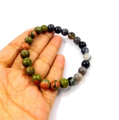 Unakite & Vein Agate Bracelet 8mm Beads 100% Natural Gemstone Jewelry Wholesale