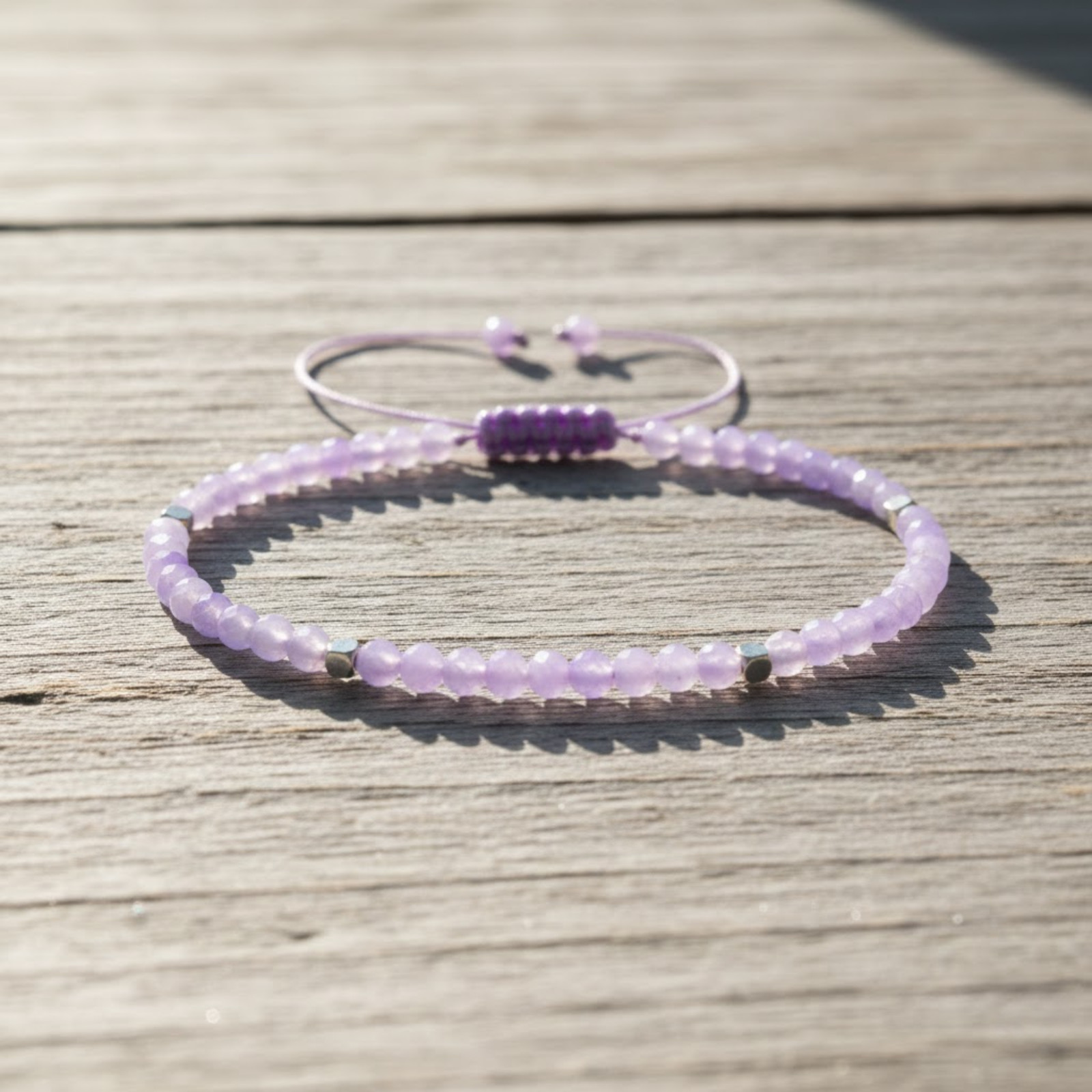 Lavender Amethyst 3mm Gemstone Beads Dainty Healing Women Men Bracelet Gift gallery