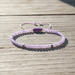 Lavender Amethyst 3mm Gemstone Beads Dainty Healing Women Men Bracelet Gift
