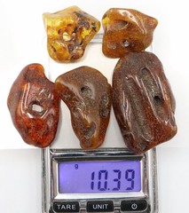 Baltic Amber 5 Stones with NATURAL holes | Naturally Formed over Millions of Yea