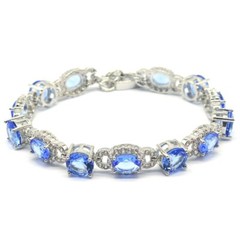 Buy 2 Get 1 Free 16.8g Violet Tanzanite White CZ Engagement Silver Bracelet 8-9″