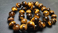 Natural Yellow Tiger’s Eye Beaded Bracelet – Color-Changing Stone 16mm – 20mm