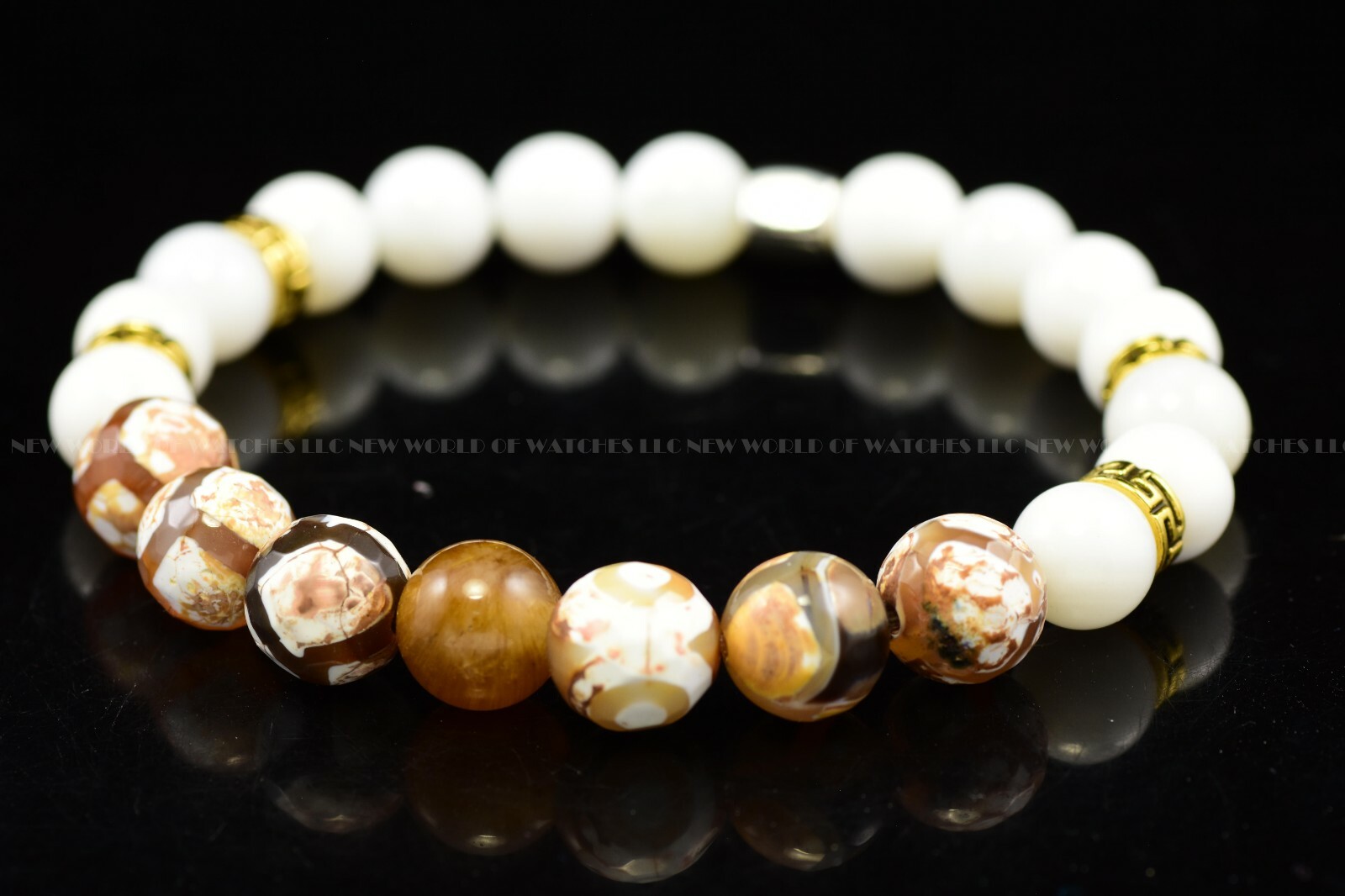 Beads Bracelet Handmade Jewelry Matching Invicta Watches Brown & White Color gallery