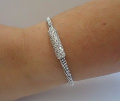 925 STERLING SILVER DESIGNER MICRO PAVE ITALIAN BRACELET W/ 3 CT LAB DIAMONDS
