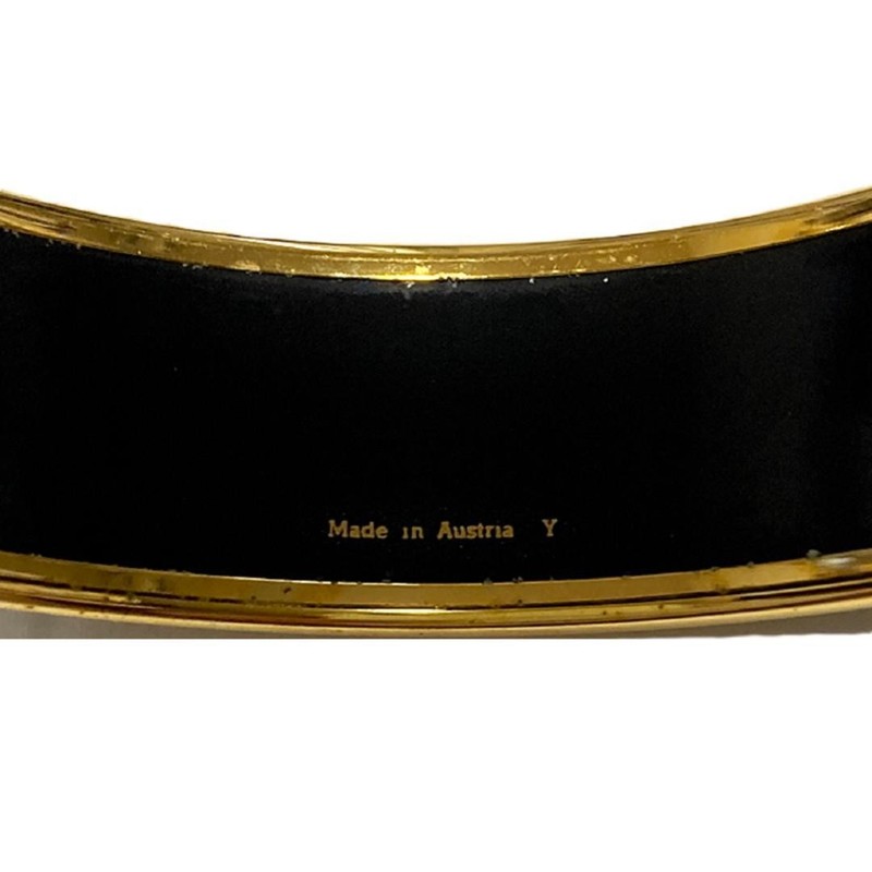 HERMES Emaille GM Enamel Bangle Bracelet Black Gold Red Multi-color Pre-owned gallery