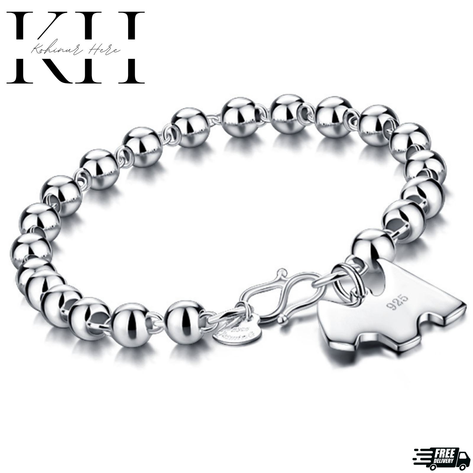 Sterling Silver 4MM-10M Italian Bead Ball Chain Bracelet- Handmade Bead Italian gallery