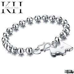 Sterling Silver 4MM-10M Italian Bead Ball Chain Bracelet- Handmade Bead Italian