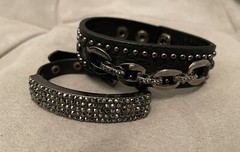 Vintage KING STAR Bracelet Black Leather Studded Set Of 2
