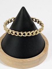 Gold Tone Chain Link Open Cuff Bracelet. Modern Style Bangle. Stackable. 5 3/4″