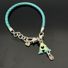 Brighton Letter “A” Initial Charm Turquoise Color Leather Cord Bracelet 8″