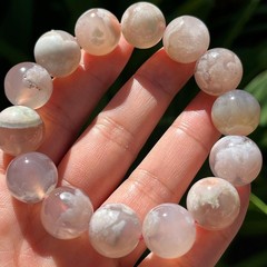 15mm stretchable chunky flower agate bracelet 0222